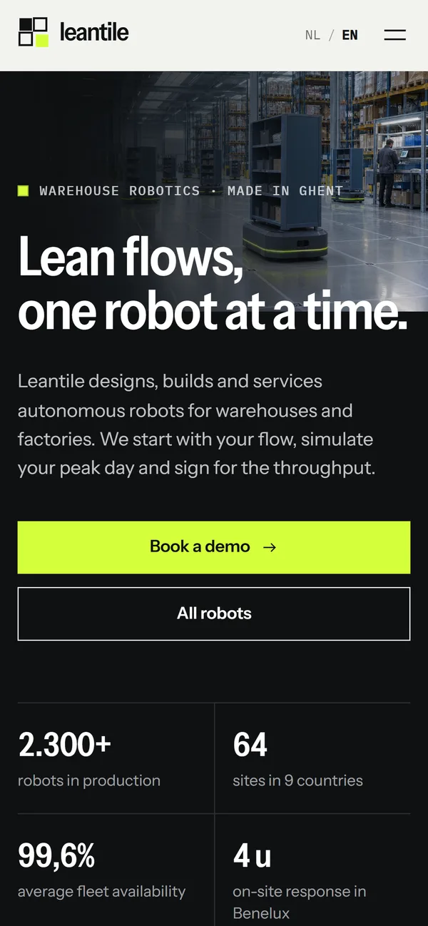 Leantile website on a phone