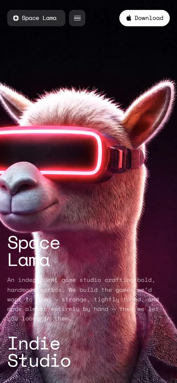 Space Lama website on a phone