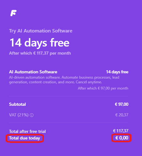 14 day free trial flowzy.ai automate business AI